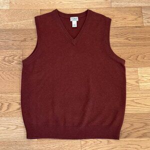 Vintage Y2K Mens L.L. Bean Sweater Vest Dark Red Burgundy Size Large Lambs Wool